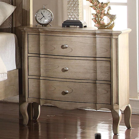 Acme Chelmsford 3-Drawer Nightstand in Antique Taupe 26053 - Furniture World