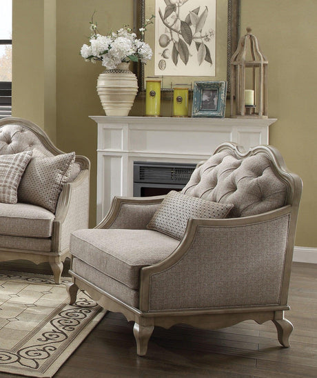 Acme Chelmsford Chair in Beige 56052 - Furniture World