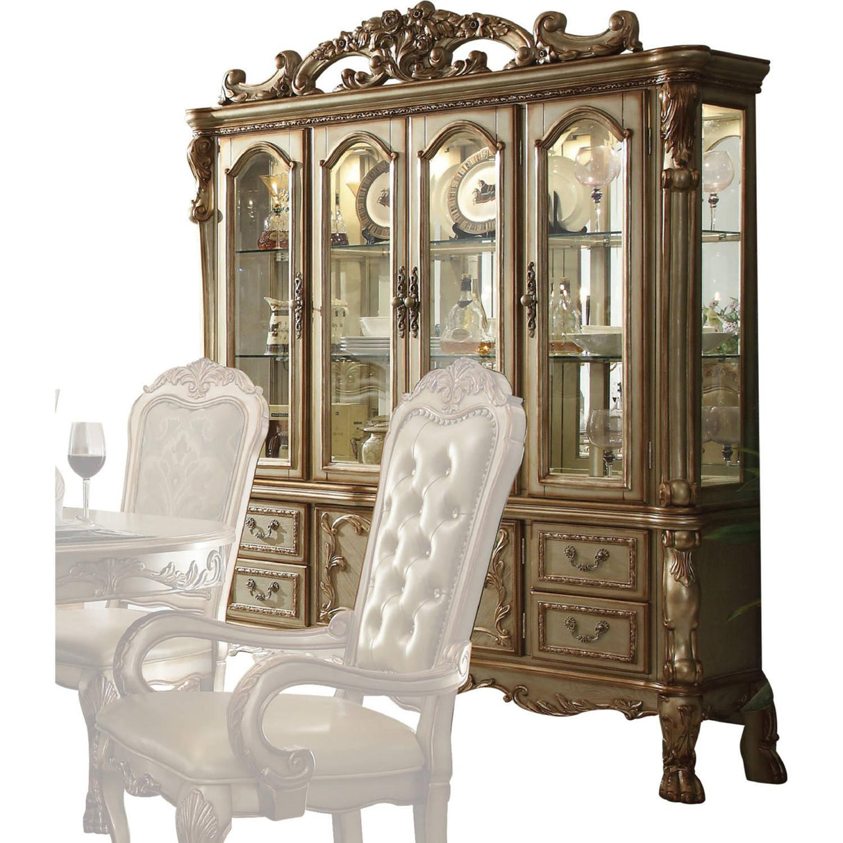 Acme Dresden Buffet w/ Hutch in Gold Patina 63155 - Furniture World