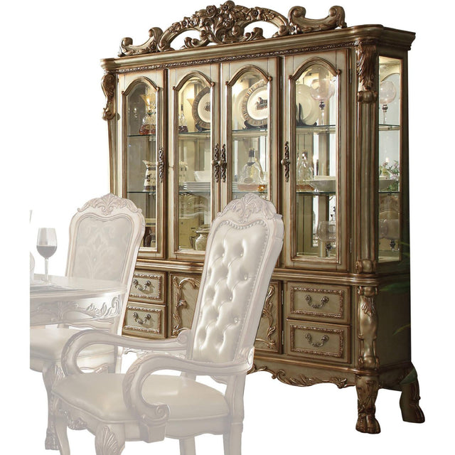 Acme Dresden Buffet w/ Hutch in Gold Patina 63155 - Furniture World