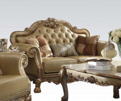 Acme Dresden Loveseat w/ 3 Pillows in Gold Patina 53161 - Furniture World