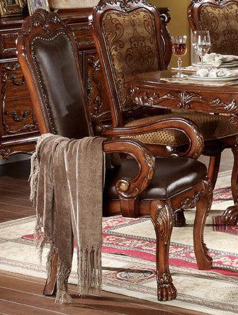 Acme Dresden Pedestal Dining Arm Chairs in Brown Cherry Oak 12154 (Set of 2) - Furniture World