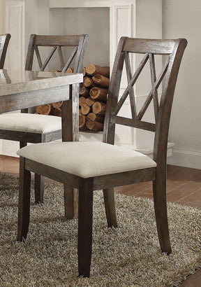 Acme Furniture Claudia Side Chair in Beige and Brown (Set of 2) 71717 - Furniture World
