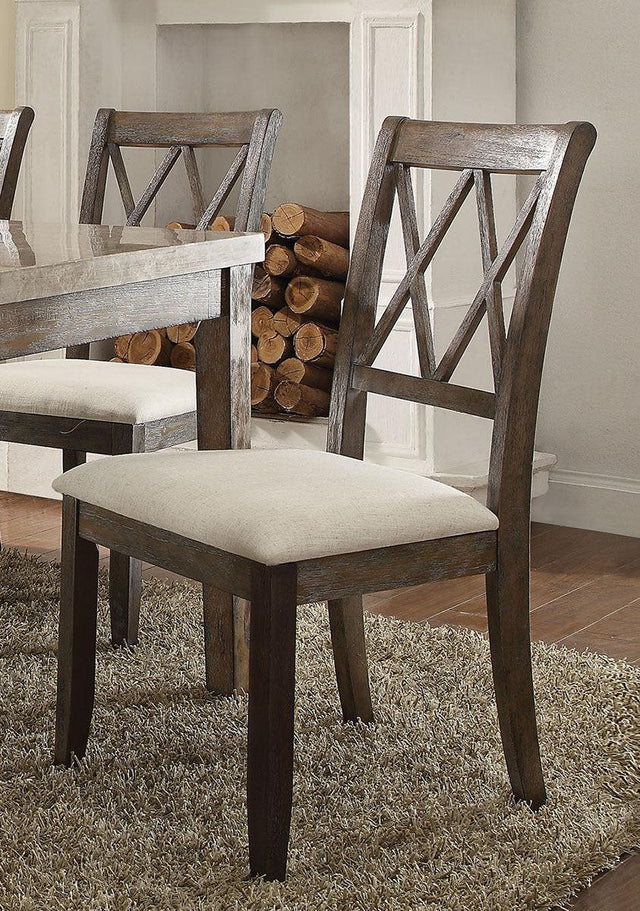 Acme Furniture Claudia Side Chair in Beige and Brown (Set of 2) 71717 - Furniture World