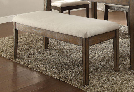 Acme Furniture Claudia Upholstered Bench in Beige and Brown 71718 - Furniture World