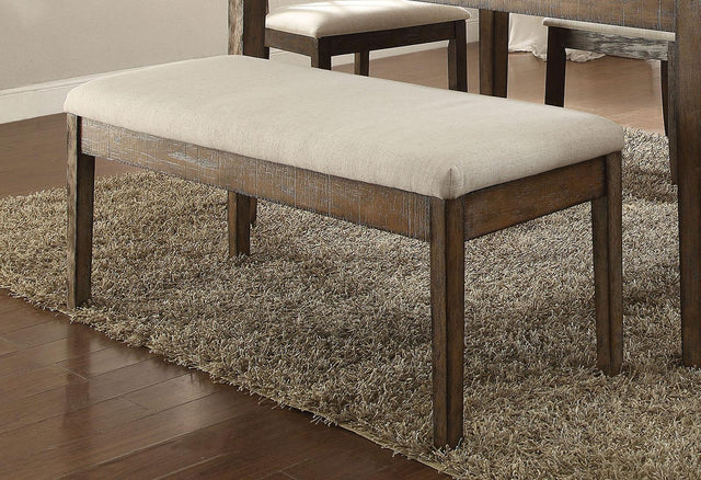 Acme Furniture Claudia Upholstered Bench in Beige and Brown 71718 - Furniture World