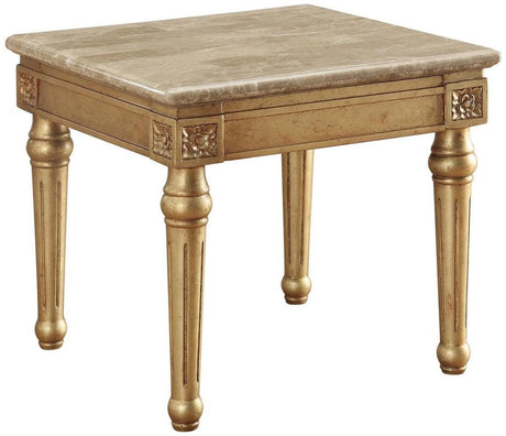 Acme Furniture Daesha End Table in Marble/Antique Gold 81717 - Furniture World