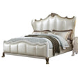 Acme Furniture Dresden II King Bed in Pearl White PU & Gold Patina 27817EK - Furniture World