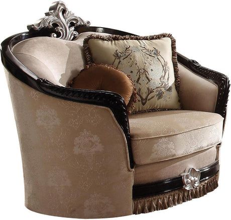 Acme Furniture Ernestine Chair with 2 Pillows in Tan and Black 52112 - Furniture World