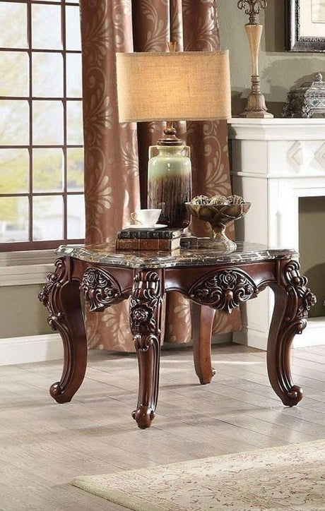 Acme Furniture Forsythia End Table in Marble/Walnut 83072 - Furniture World