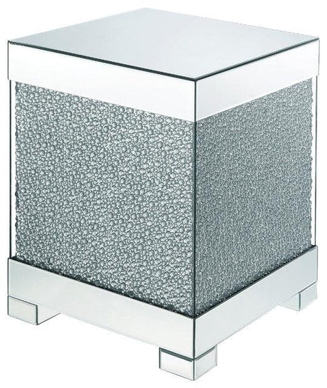 Acme Furniture Mallika End Table in Mirrored/Crystals 87912 - Furniture World