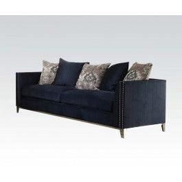 Acme Phaedra Sofa with 5 Pillows in Blue Fabric 52830 - Furniture World