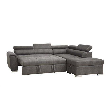 Acme Thelma Sectional Sofa w/ Sleeper & Ottoman in Gray 50275 - Furniture World