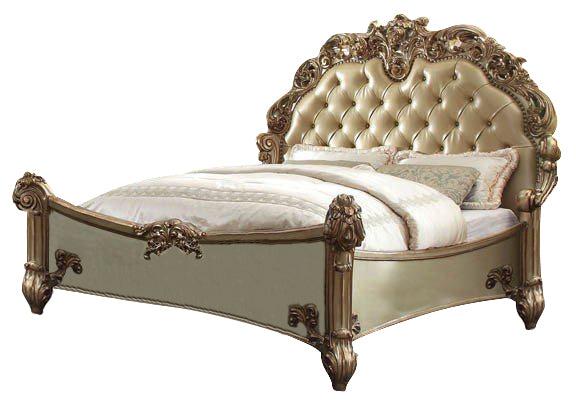 Acme Vendome Button Tufted King Bed in Gold Patina 22997EK - Furniture World