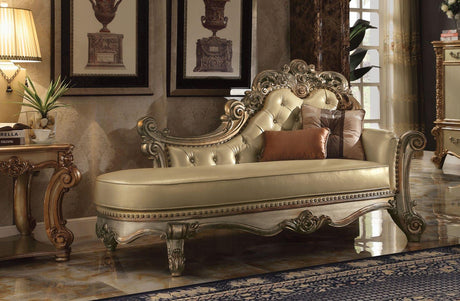 Acme Vendome Chaise in Gold Patina 96485 - Furniture World