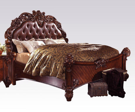 Acme Vendome Queen Panel Bed with Button Tufted Headboard in Cherry 22000Q - Furniture World