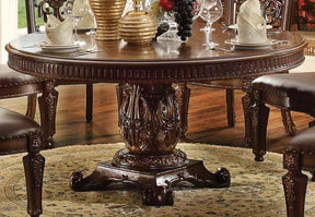 Acme Vendome Single Pedestal Round Dining Table with 60"D Table Top in Cherry 62015 - Furniture World