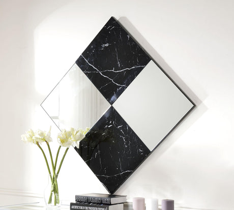Angwin Mirrored & Faux Marble Accent Mirror (Wall) - Furniture World
