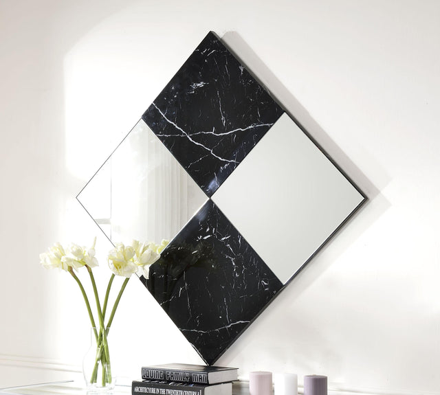 Angwin Mirrored & Faux Marble Accent Mirror (Wall) - Furniture World