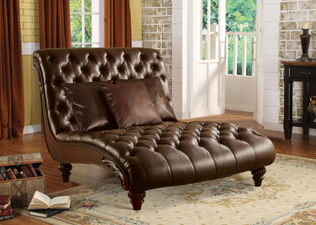 Anondale 2-Tone Brown PU Chaise & 3Pillows - Furniture World