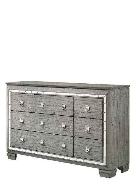 Antares Light Gray Oak Dresser - Furniture World