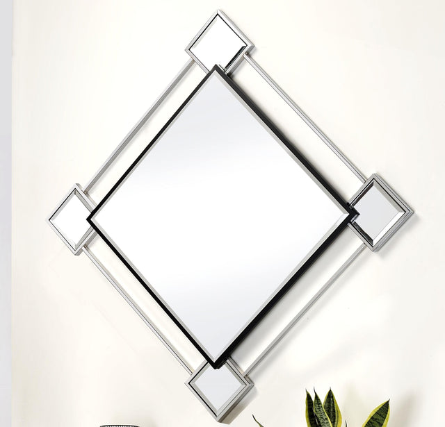 Asbury Mirrored & Chrome Accent Mirror (Wall) - Furniture World