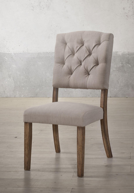 Bernard Cream Linen & Weathered Oak Side Chair - Furniture World