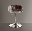 Brancaster Vintage Brown Top Grain Leather & Aluminum Adjustable Stool (1Pc) - Furniture World