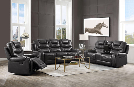 Braylon Magnetite PU Sofa (Motion) - Furniture World