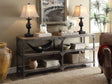 Gorden Weathered Oak & Antique Silver Console Table - Furniture World