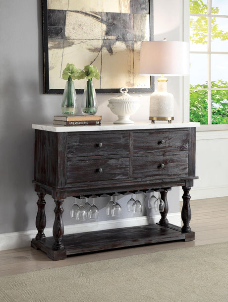 Gerardo White Marble & Weathered Espresso Server - Furniture World