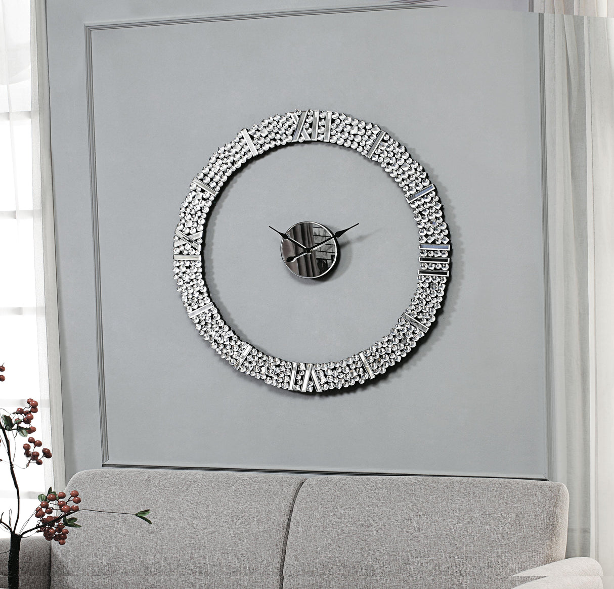 Kachina Mirrored & Faux Gems Wall Clock - Furniture World