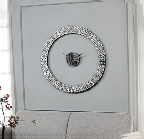 Kachina Mirrored & Faux Gems Wall Clock - Furniture World