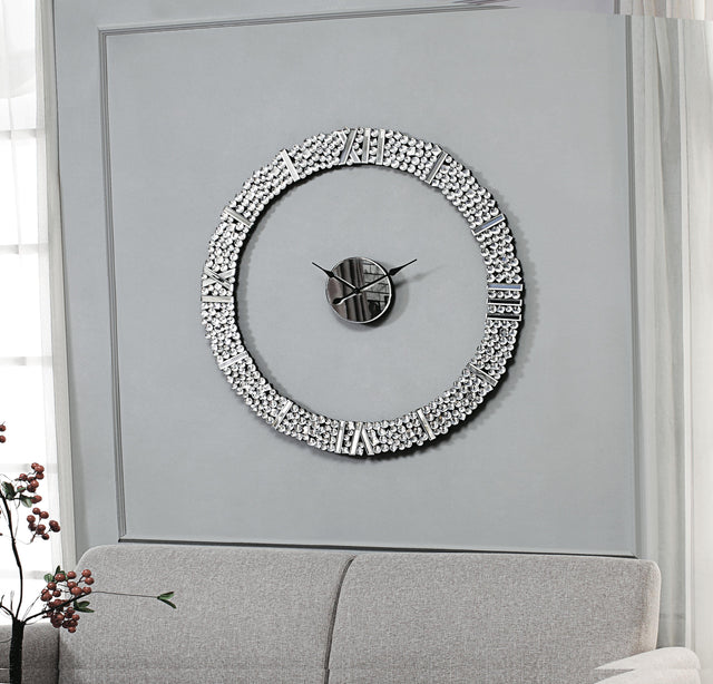 Kachina Mirrored & Faux Gems Wall Clock - Furniture World