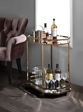 Lacole Champagne & Mirror Serving Cart - Furniture World