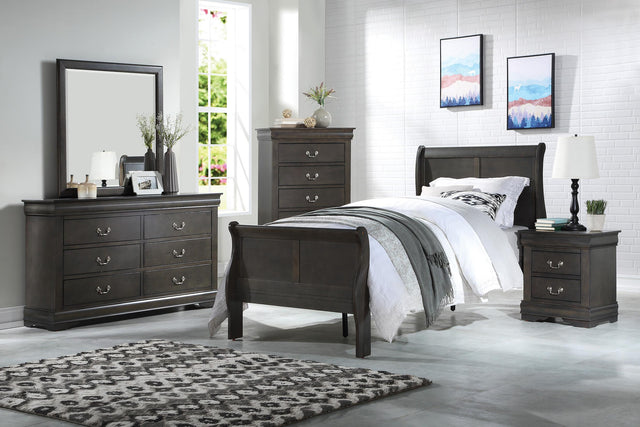 Louis Philippe Dark Gray Full Bed - Furniture World