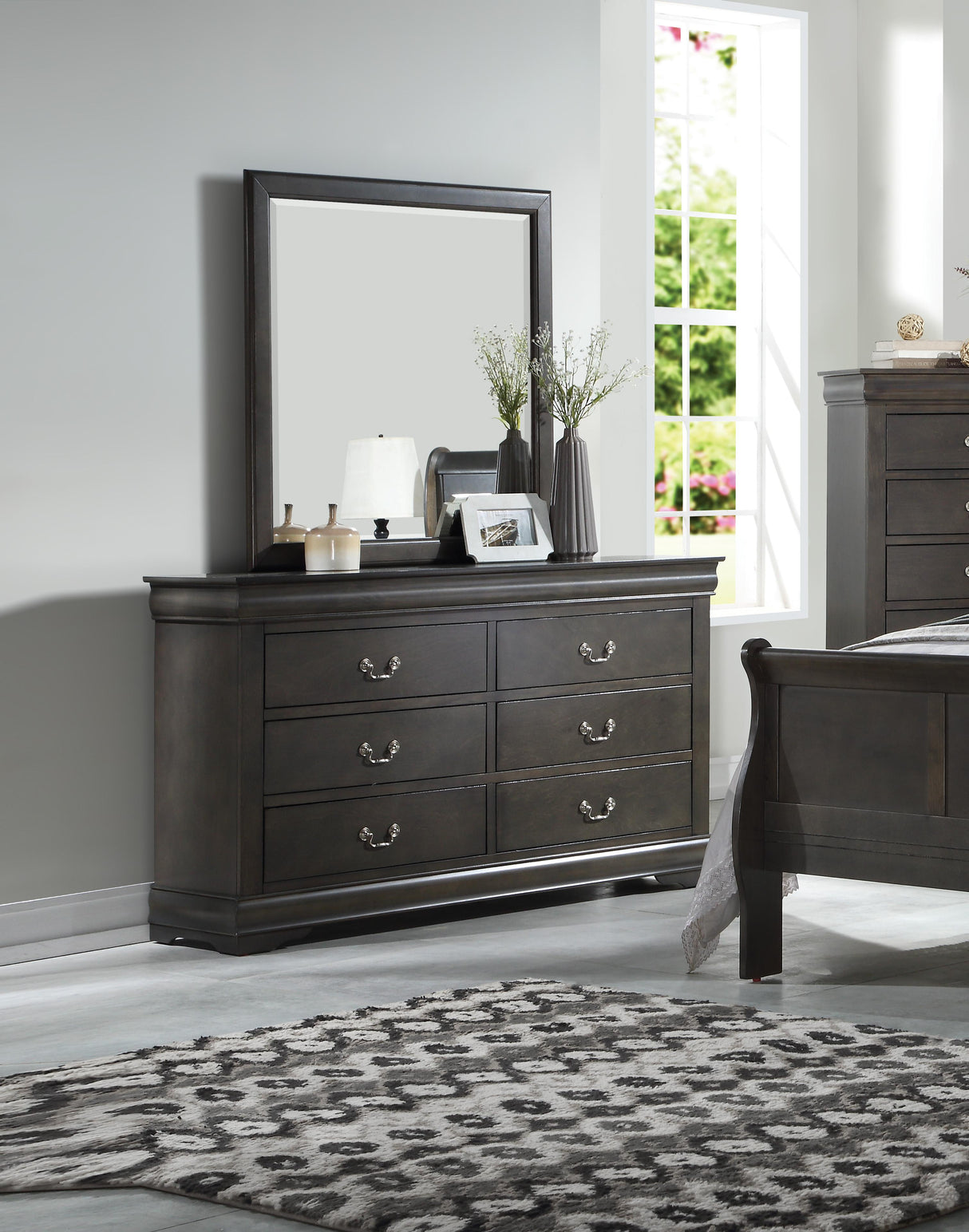 Louis Philippe Dark Gray Dresser - Furniture World