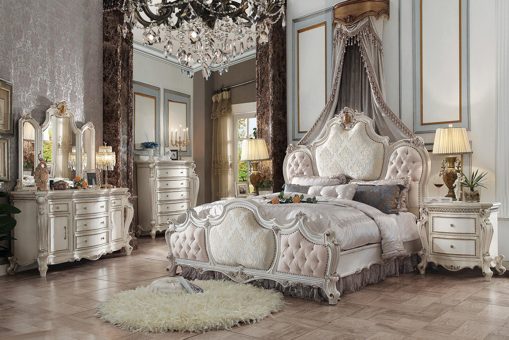 Picardy Fabric & Antique Pearl Eastern King Bed - Furniture World