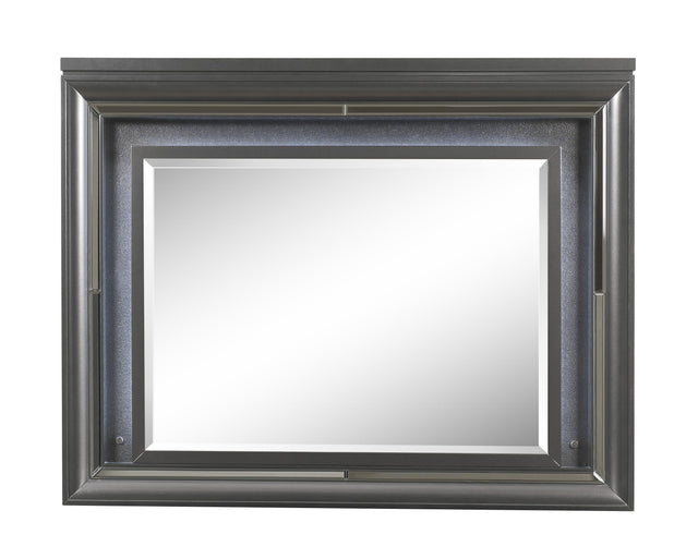 Sawyer Metallic Gray Mirror (LED) - Furniture World
