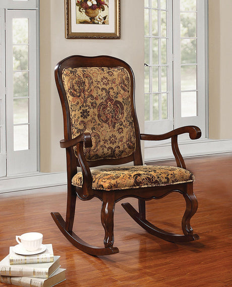 Sharan Fabric & Cherry Rocking Chair - Furniture World