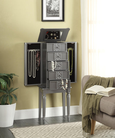 Tammy Silver Jewelry Armoire - Furniture World
