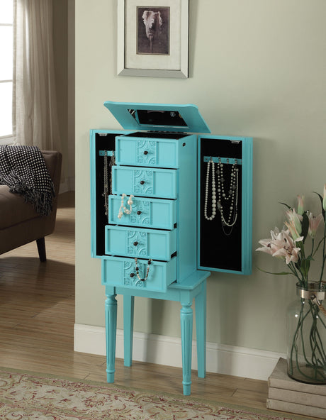 Tammy Light Blue Jewelry Armoire - Furniture World