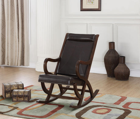 Triton Espresso PU & Walnut Rocking Chair - Furniture World
