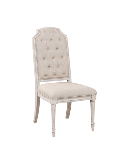 Wynsor Fabric & Antique Champagne Side Chair - Furniture World