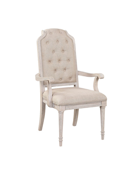 Wynsor Fabric & Antique Champagne Arm Chair - Furniture World