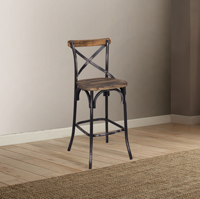 Zaire Antique Black & Antique Oak Bar Chair (1Pc) - Furniture World