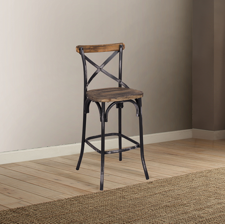 Zaire Antique Black & Antique Oak Bar Chair (1Pc) - Furniture World