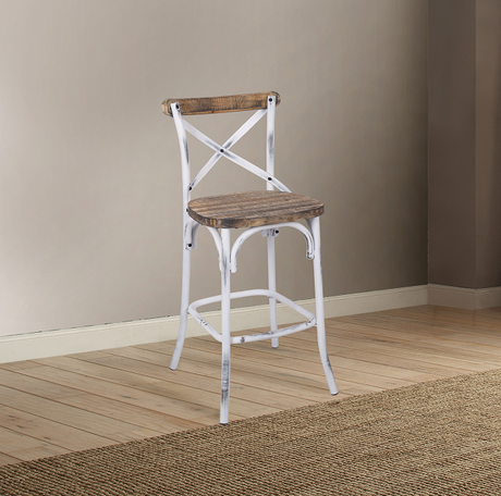 Zaire Antique White & Antique Oak Bar Chair (1Pc) - Furniture World