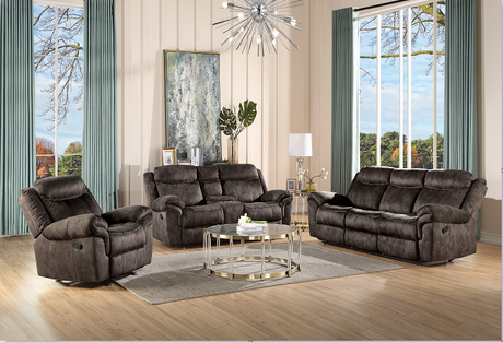 Zubaida 2-Tone Chocolate Velvet Sofa (Glider & Motion) - Furniture World