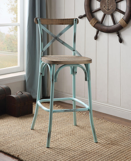 Zaire Antique Sky & Antique Oak Bar Chair (1Pc) - Furniture World